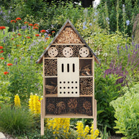 1 x RAW Customer Returns Wildlife Friend Insect Hotel XXL Standing - Bee Hotel with base 76 cm, metal roof - Large wild bee hotel - Insect house for bees, ladybirds and butterflies Insect hotel kit - RRP €59.3