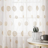 1 x RAW Customer Returns MIULEE Curtains with Floral Embroidery, White Curtains with Golden Pattern for Living Room, Bedroom Transparent Curtain with Eyelets, Set of 2 Voile Floral Transparent Curtains, Each H 260 XW 140cm - RRP €35.4