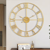 1 x RAW Customer Returns Modern Roman Numerals Large Wall Clocks Light Ticking Round Metal Silent Wall Clock for Living Room, Kitchen, Bedroom, Garden Vintage Wall Clocks Decor-Golden 47cm - RRP €45.2