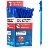 1 x RAW Customer Returns dezozo 50 pens ballpoint pen, ballpoint pen in blue, pen line width 1mm, ideal for the office or school - economy pack pen set - ballpoint pen transparent with clip lid - ballpoint pens 50-pack - RRP €9.58