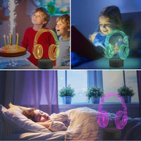 1 x RAW Customer Returns Attivolife Headset Children s 3D Night Light, Creative Headphones Illusion Hologram Lamp, 16 Color Changing with Timer Remote Control, Game Room Decor Headphones Gifts for Teenagers Boys Girls - RRP €19.14