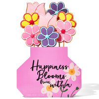 8 x Brand New Thoughtfully Gourmet - Flower-shaped cookies with icing as a bouquet in a colorful vase, set of 8 - RRP €159.92