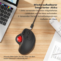 1 x RAW Customer Returns Nulea M501 Wireless Trackball Mouse, Rechargeable Ergonomic Mouse, Precise and Smooth Tracking, 3-Device Connection Bluetooth or USB , Compatible for PC, Laptop, Mac, Windows. - RRP €36.29