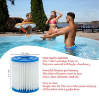 1 x RAW Customer Returns Mscomft For Bestway Pool Filter Cartridge Size 1, Filter Cartridge for Inflatable Swimming Pool, 3.1 x 3.5 inch Replacement Easy Filter Cartridge for Bestway Type I 4 PCS  - RRP €16.99