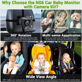 1 x RAW Customer Returns Rohent Baby Car Camera HD 1080P Baby Car Mirror 5 Minutes Easy Installation Crystal Night Vision Travel Safety Kit for Toddlers Rohent N06 - RRP €58.35