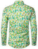 1 x RAW Customer Returns JOGAL Men s Regular Fit Floral Business Shirt Long Sleeve Button Down Print Casual Shirt Green Flower X-Large - RRP €32.26