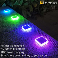 1 x RAW Customer Returns Lacasa Solar Floor Lights Outdoor, 40LM Pack of 4 Solar Lights for Outdoor Use, IP68 Waterproof Auto ON OFF Solar Lamps LED Path Lights for Garden Lawn Patio Driveway 4 Pieces - RGB Color Changing  - RRP €37.99