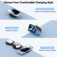 5 x RAW Customer Returns 3 in 1 Foldable Inductive Charging Station, Magsafe Wireless Charger for Apple Watch and iPhone 15 14 13 12 11 Pro Max Mini XS XR, Wireless Charger for Apple Watch 9 8 7 6 SE 5 4 3 2, AirPods Pro 2 3 - RRP €214.95