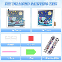 4 x Brand New RICUVED Snoopy Diamond Painting Children With Wooden Frame,Set Full Diamond Painting Pictures Children Cartoon,5D Diamond Painting Children,DIY Mosaic Making Diamond Pictures Arts Craft for Decor 18x18cm - RRP €81.6