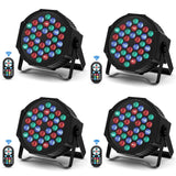 1 x RAW Customer Returns DELIBANG 4 pieces 36 LED Par spotlights, RGB stage light DMX disco light with remote control, effect spotlight with sound activation control for DJ bar wedding Halloween Christmas - RRP €99.99