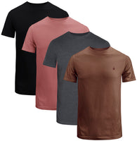 1 x RAW Customer Returns JRC Pack of 4 Men s Short Sleeve Crew Neck T-Shirts, Casual Crew Neck Tops Black, Charcoal, Cocoa Brown, Mouve, 3XL  - RRP €37.99