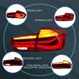 1 x RAW Customer Returns VLAND Tail Lights Compatible with BMW 3 Series F30 F35 F80 2012-2018 with Turn Signal Sequential Indicator Tail Lights, Red, E-mark - RRP €329.99