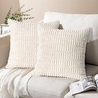 2 x Brand New LOMOHOO Set of 2 Bohemian Decorative Throw Pillow Covers for Living Room Couch Bed Sofa Rustic Modern Home Decor Soft Corduroy Cream 45x45cm - RRP €38.4