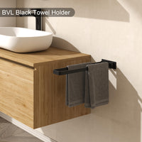 1 x RAW Customer Returns BVL towel holder black, towel holder without drilling, foldable, towel holder bathroom, towel holder kitchen, wall mounting without drilling, double use - RRP €21.99