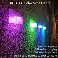 1 x RAW Customer Returns Alinana Solar Lights for Outdoors, RGB Color Changing Solar Wall Light Outdoor, Waterproof Solar Lamps Suitable for Fences, and Decoration and Halloween and Christmas Pack of 4  - RRP €21.29