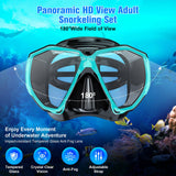 1 x RAW Customer Returns Hiipeak Snorkeling Set Adults, Diving Goggles Adults with Dry Snorkel, Anti-Fog Anti-Leak Diving Goggles with Tempered Glass Snorkel, Snorkel Sets for Snorkeling and Diving Blue - RRP €24.82