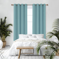 1 x RAW Customer Returns Deconovo Interior Blackout Curtains 2 Pieces 214 CM Height, Thermal Insulated Curtains with Eyelets for Modern Living Room, 132x214 CM Width x Height , Light Blue - RRP €49.95