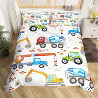 1 x RAW Customer Returns Sunnybed Excavator Comforter Cover Cartoon Truck Bedding Sets Construction Vehicle Duvet Cover Set For Kids Boys Tractor Cement Mixer Draw Nursery Decor With 1 Pillowcases,135 200 80 80 1,Multi 302 - RRP €30.99