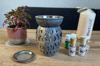 1 x RAW Customer Returns AMPHORE DUO soft stone incense burner and perfumer with stainless steel and metal cover, A 13 cm, diameter 9 cm - RRP €25.12