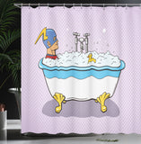 1 x RAW Customer Returns ABAKUHAUS Comic Shower Curtain, Superhero Bubble Bath, Textile Bathroom Decoration Set with Hooks, 70 x 71 , Multicolor - RRP €24.16