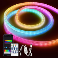 1 x RAW Customer Returns RGBIC LED Neon Strip Light 5m, Bluetooth USB Neon LED Strip 5m, Outdoor LED Light Tube, IP65 Waterproof, 50 LED M, App Control, Round, Outdoor LED Rope for Bedroom - RRP €46.99