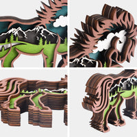 1 x Brand New FORMIZON 3D Forest Animal Wooden Crafts, Carving Crafts Forest Animals with Light, Retro Wooden Bear Wolf Horse Desktop Decoration, DIY Crafts for Home Office Decoration Horse  - RRP €11.28