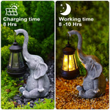 1 x RAW Customer Returns flintronic elephant decoration with solar lantern garden figures, elephant solar lamps with weatherproof solar lamp, resin sculpture animal statues, garden lights solar - RRP €25.2