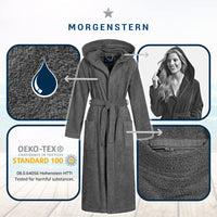 1 x RAW Customer Returns Morgenstern women s bathrobe with hood, cotton, terry cloth, long, gray, size LI 44 46 - RRP €50.36