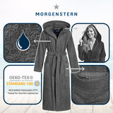 1 x RAW Customer Returns Morgenstern bathrobe women s hood I cotton I terry cloth I long I grey I size MI 40 42 - RRP €49.84