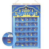 6 x Brand New DPKOW Ramadan Calendar for Kids, Blue Gold 30 Days Ramadan Advent Calendar Fabric Ramadan Decoration Wall Door Hanging, 30 Pockets Ramadan Mubarak Bags Decoration, 3.2 x 2.1 Feet - RRP €90.72