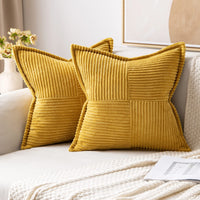 1 x RAW Customer Returns MIULEE Set of 2 Corduroy Cushion Covers Velvet Cushion Soft Throw Pillow Decorative Pillowcase Modern Cushion Cover Sofa Cushion Decorative Pillow Couch Cushion for Living Room Bedroom Turmeric 50 x 50 cm - RRP €26.4