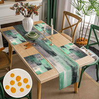 1 x RAW Customer Returns Table runner modern living room 40x140cm and placemats 45x32cm mint green and grey painting art table decoration placemats linen look placemats table runner outdoor weatherproof tablecloth for garden dining table - RRP €24.99