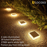 1 x RAW Customer Returns Lacasa Solar Floor Lights Outdoor, 30LM 4 Pack Solar Lights for Outdoor, Warm White 2700K IP68 Waterproof Auto ON OFF Solar Lamps LED Path Lights for Garden Lawn Patio Driveway, Square - RRP €38.99