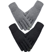 27 x Brand New 2 Pairs Winter Knit Gloves Elastic Double Layer Touch Screen Gloves for Women Black, White  - RRP €615.6