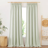 1 x RAW Customer Returns PONY DANCE linen look curtains semi-transparent curtain linen living room curtains with ruffle tape set of 2 H 245 x W 140 cm boho curtains for rail system, sage green - RRP €37.26