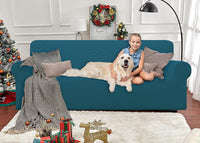 1 x RAW Customer Returns Ystyle stretch sofa cover 2 seater, elastic sofa cover with armrests, jacquard couch cover non-slip, washable sofa cover protector for dogs pets, green - RRP €35.99