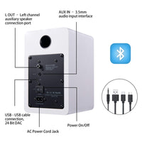 1 x RAW Customer Returns Sanyun SW208 3 Active Bluetooth 5.0 Bookshelf Speakers - 60W Carbon Fiber Speaker Unit - Built-in 24-bit DAC - Dynamic 3D Surround Sound - 2.0 Computer PC Monitor Pair, White  - RRP €78.68