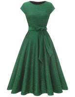 1 x RAW Customer Returns DRESSTELLS Cocktail Dresses, Womens Sparkly Midi Prom Party Wedding Guest Dress Fit Flare 2024 Fall Winter Aline Midi Dress Glitter Green XL - RRP €41.34