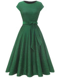 1 x RAW Customer Returns DRESSTELLS Cocktail Dress, Women s Sparkling Midi Prom Party Dresses Fall Winter Wedding Guest 2024, 1950s Vintage Tea Dress Sequin Glitter Green M - RRP €41.74