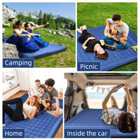 1 x RAW Customer Returns Camping Sleeping Pads, Extra Thick 5 Inflatable Sleeping Pad with Pillow, Built-in Pump, Oversized Mattress, Super Portable Backpacking Sleeping Pad for Hiking, Tent, Travel Blue Color , Double  - RRP €70.39