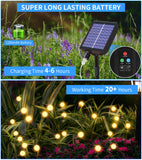 3 x RAW Customer Returns Pack of 8 solar lights for outdoor garden, 64LED fireflies, USB rechargeable and IP65 waterproof Firefly solar lights for outdoor garden, 8 light modes, 4 brightness levels, 1200 mAh battery - RRP €57.57