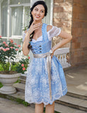 1 x RAW Customer Returns Clearlove Dirndl ladies midi 3-piece traditional dress for Oktoberfest, Carnival, THREE pieces dress, blouse, apron REUSABLE packaging , blue lace, 42 - RRP €73.2