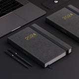 16 x Brand New TDOLISSTE - Calendar 2024 appointment planner, A5 agenda book calendar 366-page daily plan and 24-page monthly plan, pen loop and inner pocket, hardcover cover black - RRP €241.92