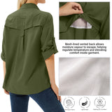 1 x RAW Customer Returns yeyity Shirt Women UPF 50 UV Protection Long Sleeve Shirt Women Outdoor Quick-drying Summer Shirts Safari Clothing Hiking Shirt Casual Button Down Tops 5071, Amy Green, XL  - RRP €37.3