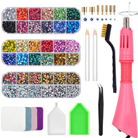 1 x RAW Customer Returns Bedazzler Kit with Rhinestones, Hot Fixed Gem Applicator Diamond Painting Pen, Wax Pen, Tweezers, Tray, Cleaning Cloth, 28 Colors Rhinestone Crystals for DIY Shoes Clothes - RRP €23.57