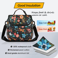 1 x RAW Customer Returns HOMESPON Cooler Bag Small Foldable Insulated Lunch Bag Picnic Bag Thermal Bag for Women Adults Lunch Box Container with Shoulder Strap Front Pocket for Work Picnic Colorful Flower  - RRP €19.99