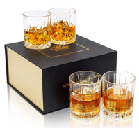 1 x Brand New KANARS Whiskey Glasses Set, Lead-Free Crystal Whiskey Glass, Unique Anniversary Gift Ideas for Dad Boyfriend Husband Grandpa, Stylish Gift Box, Set of 4 Mixed 4 Styles, 300 ml - RRP €20.4