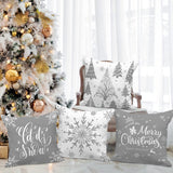 1 x RAW Customer Returns Lanpn 4 Pieces Christmas Pillowcases Christmas Pillow Covers 45x45cm, Decorative Christmas Pillowcase Winter Snowflakes, Christmas Decorations for Sofa Beds in the Bedroom Grey  - RRP €17.99