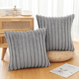 1 x RAW Customer Returns JOTOM Set of 2 Double-Sided Faux Fur Plush Cushion Covers, Decorative Soft Pillowcase Modern Cushion Cover Sofa Cushion Decorative Pillowcase for Living Room Bedroom Decoration 45 x 45 cm, Gray  - RRP €19.55