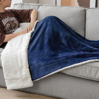 1 x RAW Customer Returns MIULEE Cuddly Blanket Fluffy Blanket Fleece Blanket Living Blankets Warm Sherpa Sofa Throw Blanket Fluffy Throw Microfiber Bedspread For Bed Sofa Bedroom Office 130x150 cm Dark Blue - RRP €18.16